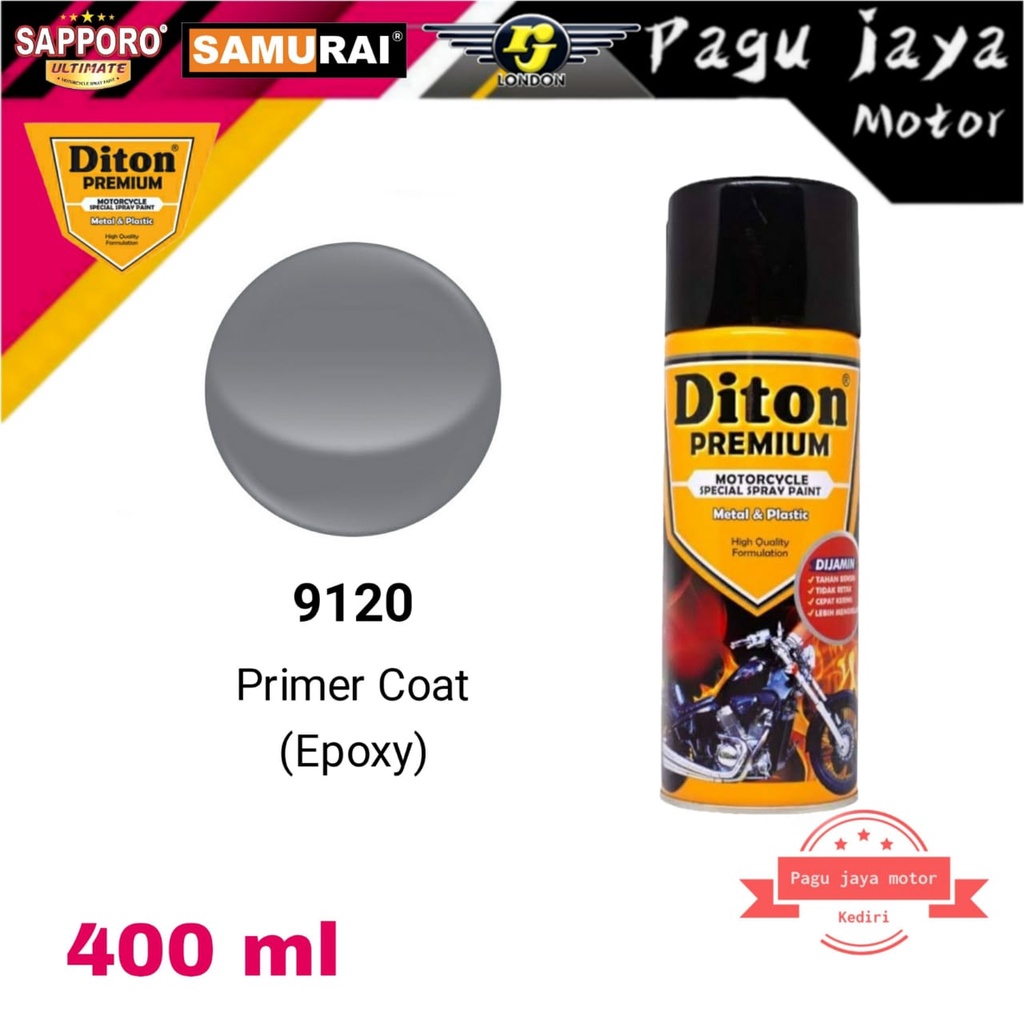 DITON PREMIUM 9120 EPOXY POXY PRIMER GREY COAT 400ml cat semprot spray paint pilox pilok