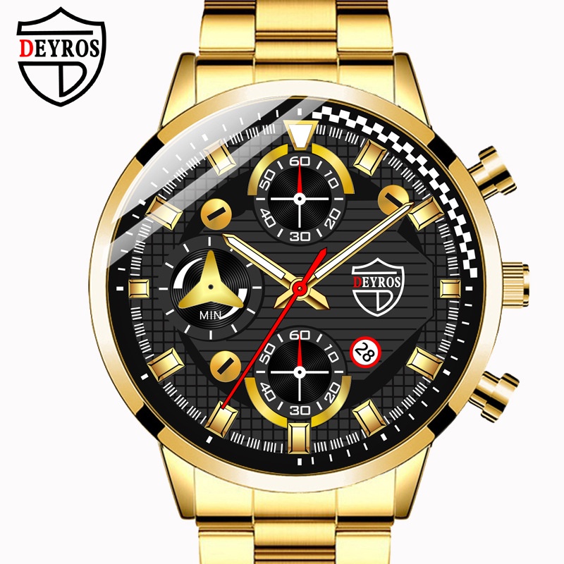 Jam tangan pria Original tahan air Merk Deyros Mewah Full Stainless Steel 100% Tahan Air dan Anti Karat