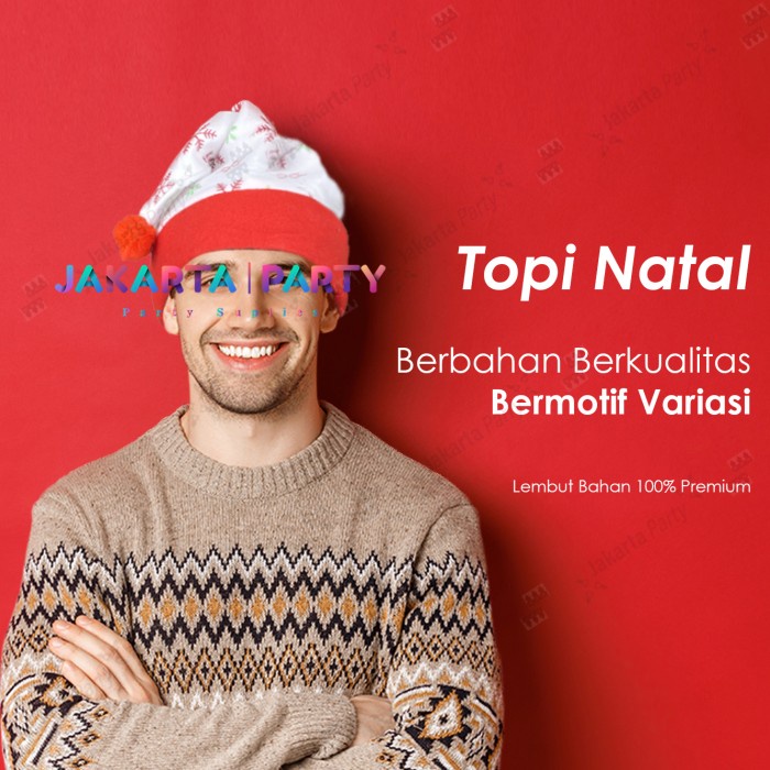 Topi Natal Motif Kristal Es / Topi Christmas / Topi Xmas
