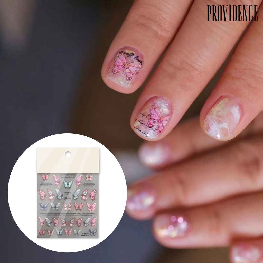 1 Lembar Stiker Kuku Desain Kupu-Kupu 5D Untuk Salon Manicure Nail Art