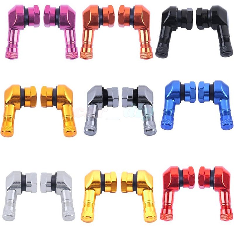 1 / 2 Pcs Katup Stem Ban Tubeless Motor 90 Derajat Bahan Aluminum Alloy CNC