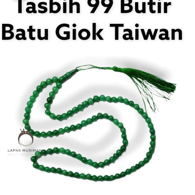 Tasbih Batu Giok Hijau Asli Natural 99 Butir - Giok Taiwan