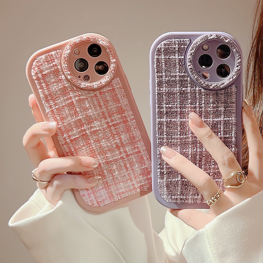 Soft Case Pelindung Penuh Desain Tweed Musim Dingin Untuk Iphone 11 12 13 14 PLUS PRO MAX