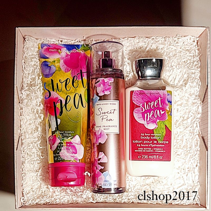 BBW SWEET PEA GIFT SET PAKET BATH &amp; BODY WORKS