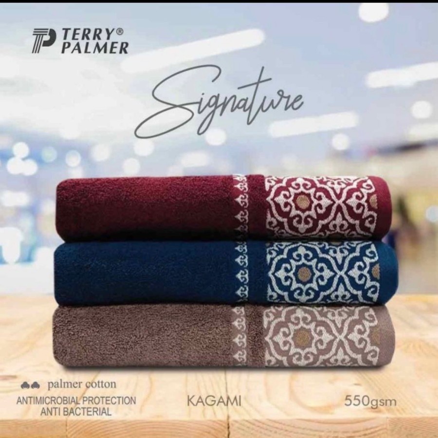 Handuk Terry Palmer Motif SIGNATURE 70x140 Premium Cotton Tebal Bagus Serap Air PREMIUM SIGNATURE BERKUALITAS