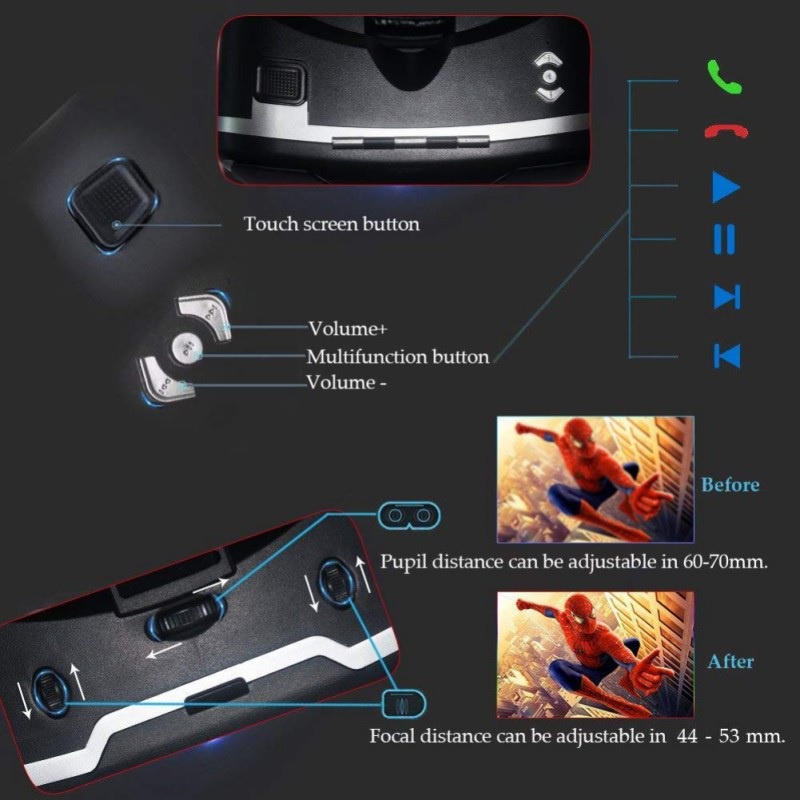 VR SHINECON G02ED - 3D Virtual Reality Glasses with Headphone