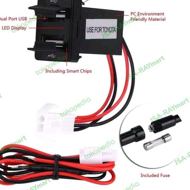 Slot Charger 2 port USB 2.1A Mobil TOYOTA (kompatibel Innova Reborn)