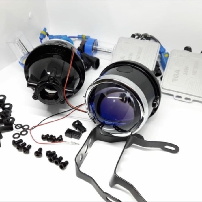 Foglamp Projector Blue Lens universal Hi/Lo Projie Proyektor Fog lamp