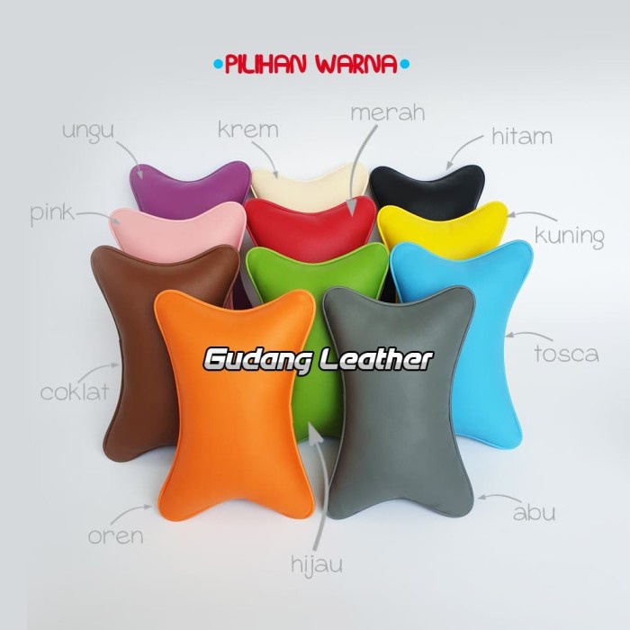 Bantal mobil kulit sintetis - Baper Series (Hitam)