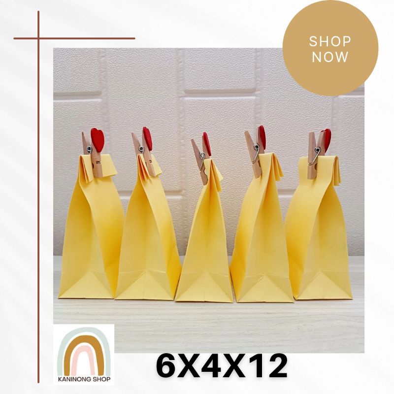 

10 pcs Paper Bag Kecil Warna Kuning - 6X4X12