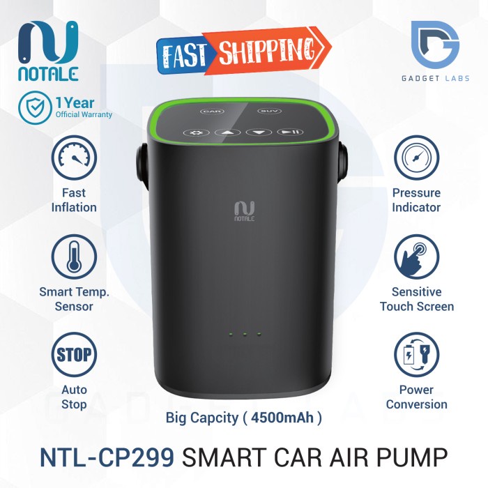 Pump Notale Portable Electric Air Pump Auto Stop - Pompa Ban Mobil Sepeda