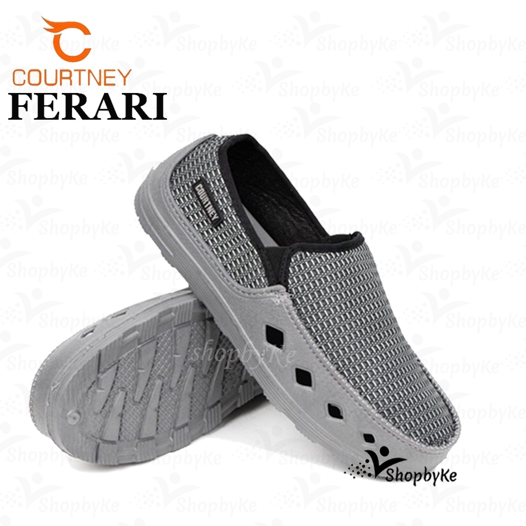 Sepatu Selop Pria Courtney FERARI Warna HITAM BIRU ABU Size 38-43 - Fashion Casual Pria