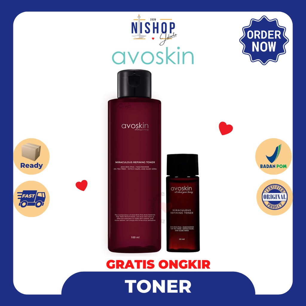Jual AVOSKIN Miraculous Refining Toner 20 ml dan 100 ml Exfoliating