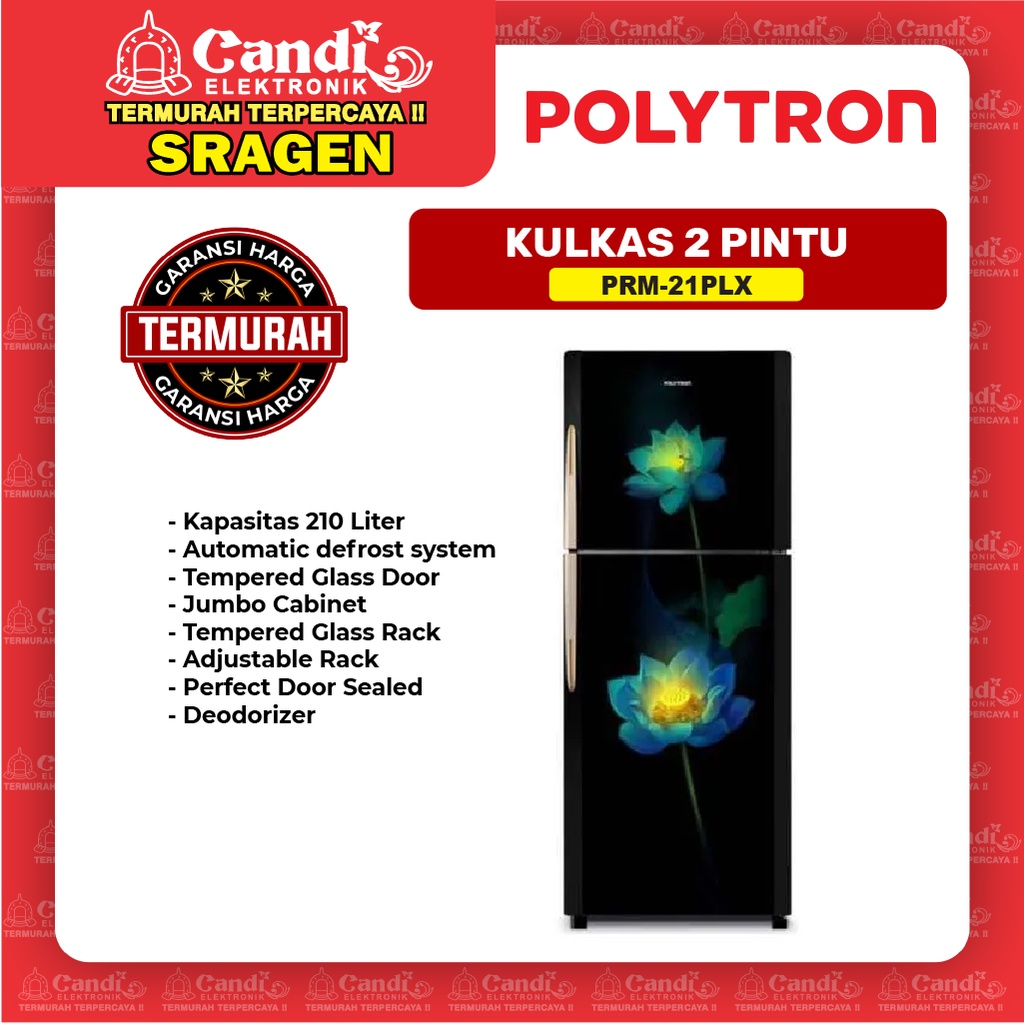 POLYTRON Kulkas 2 Pintu 210 Liter PRM-21PLX