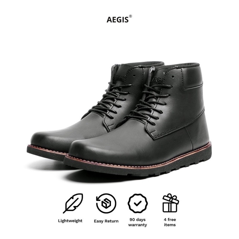 [Big Size] Aegis  - Winter Black Sepatu Boots Pria Original