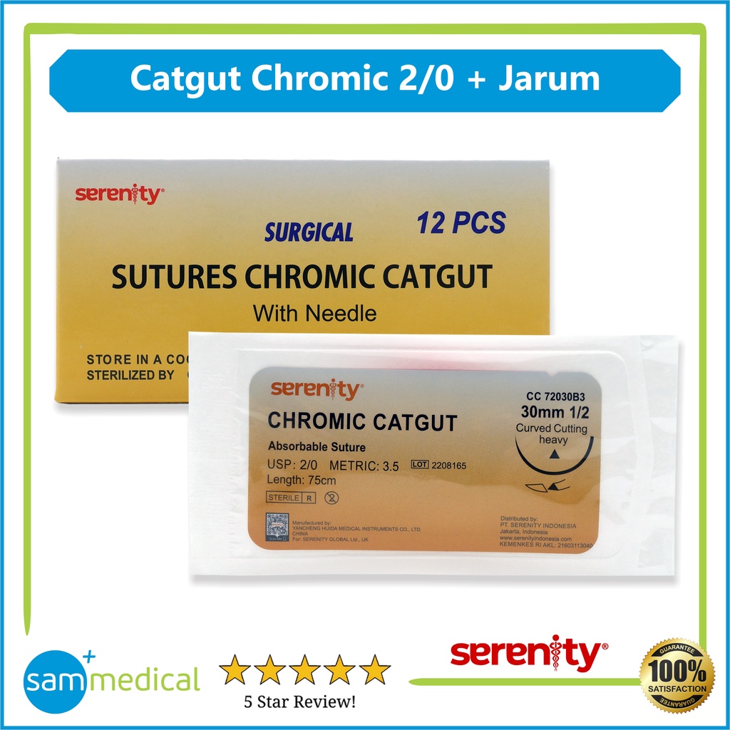 Serenity Catgut Chromic 2/0 + Jarum / Surgical Suture per pcs