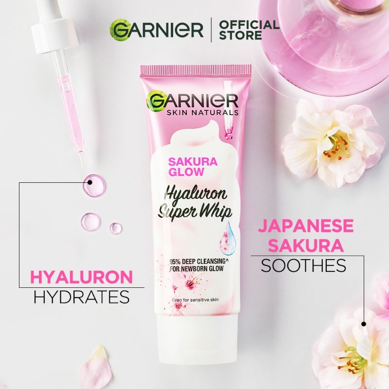 Garnier Sakura Glow Hyaluron Super Whip Foam Skin Care 100 ml- Facial Foam