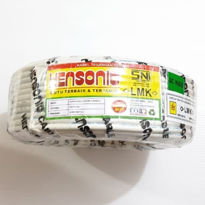Hensonic Kabel Nym Hy 2X0,75 50M Putih / Serabut Pvc Putih Sni Lmk Cod