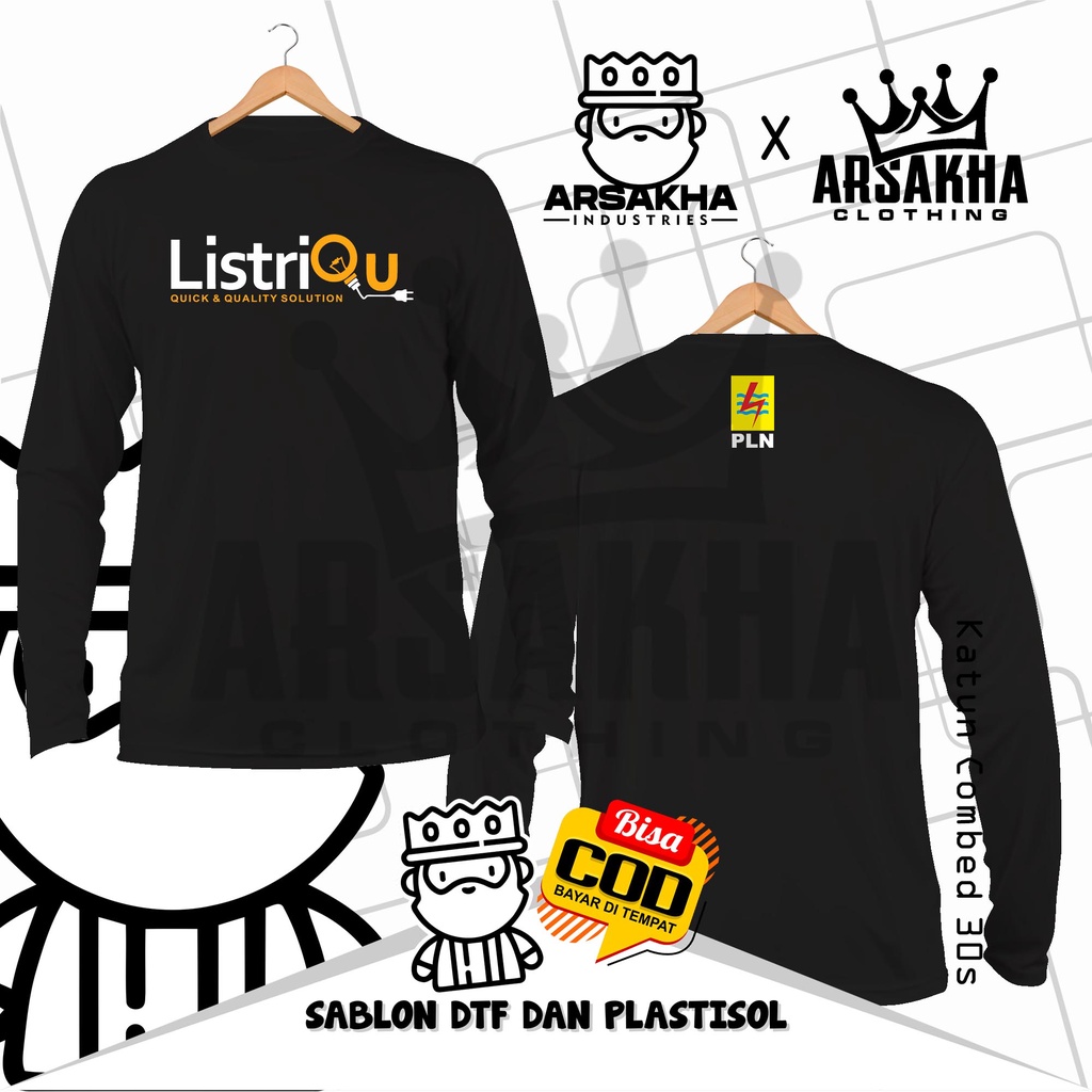Kaos Lengan Panjang Listriqu Aplikasi PLN Listrik Quick Quality Solution v2 - Arsakha Industries