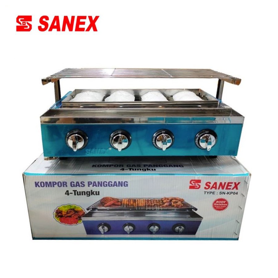 Kompor Gas Bakar Sanex 4 Tungku Knop Bakar BBQ Daging Ikan Sate Jagung Sosis