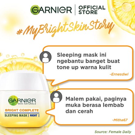 GARNIER BRIGHT COMPLETE SERUM BOOSTER VITAMIN C 30ml + DAY CREAM (siang) /CREAM Nigth (MALAM) 50ml