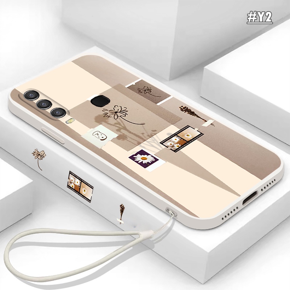 Vivo Y02 Y16 Y35 Y22 V27e V25e V23e V21e Y33S Y21S Y11 Y12 Y15 Y17 Y12S Y15S Y15A Y20S Y20i Y19 Y91C Y30 Y51 S1 U10 Case Simple Art Jahitan Kubus Lurus Lembut TPU Phone Cover BY