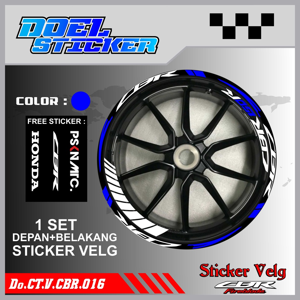 Stiker Cutting Velg CBR 150 Racing Lis List Variasi Custom Set Depan Belakang Doel 016