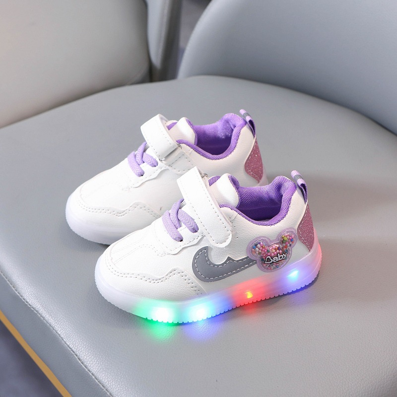 LittleAaron MIKEY BOO Sepatu Sneakers Anak Laki / Perempuan LED Menyala  Import
