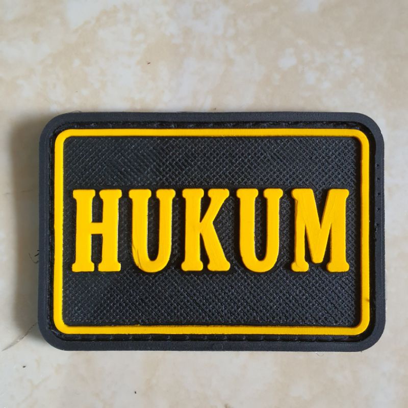 patch rubber logo tulisan hukum / tempelan emblem karet velcro