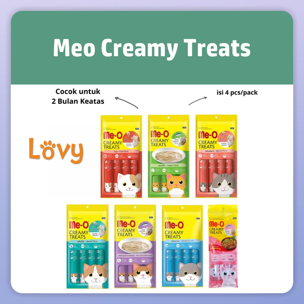 MEO CREAMY TREATS liquid 60gr isi 4 Snack Kucing | Me-o Creamy All variant