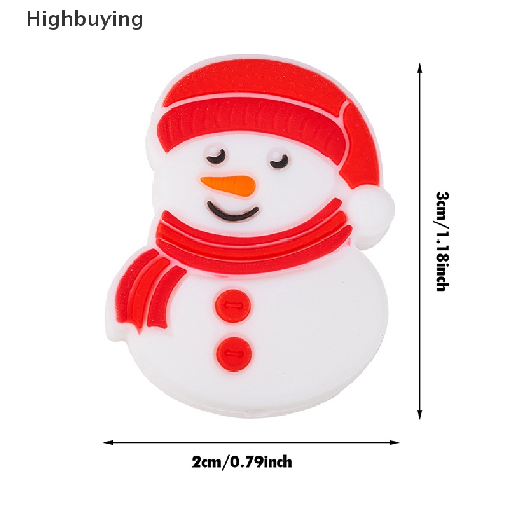 Hbid 1 Pcs Santa Claus Snowman Kaus Kaki Natal Silikon Manik-Manik Food Grade Silicone Teether DIY Dot Rantai Kalung Bayi Molar Glory