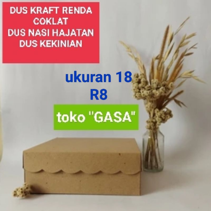 

kerdus dus kotak Kraft coklat ukuran 18 350gr / dus Kraft R8 (18x18x7) / dus nasi / kerdus hajatan / catering / dus Kraft 18x18x7 cm coklat