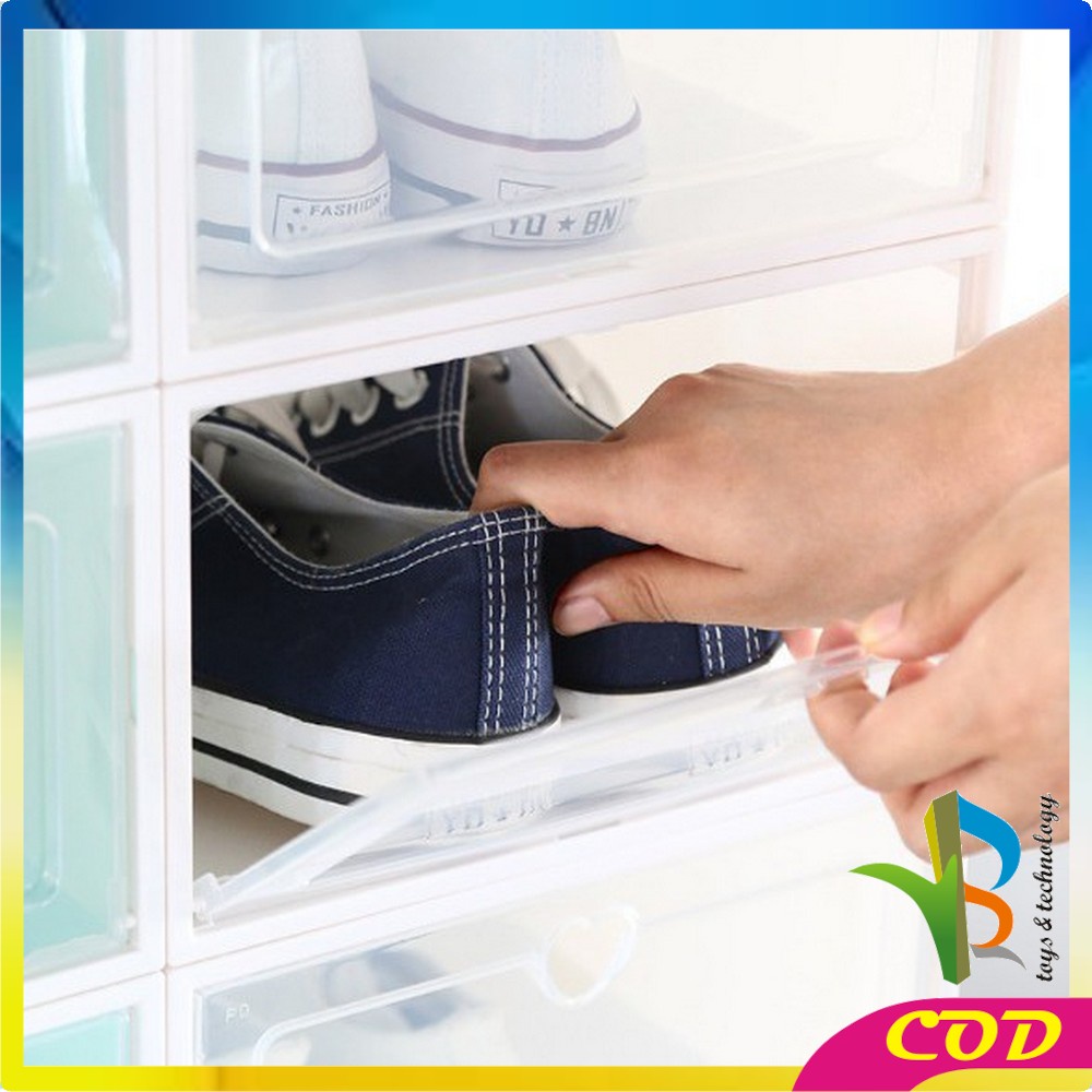 RB-C158 Kotak Sepatu Lipat Transparan Tebal Shoes Storage Box Organizer Rak Sepatu Plastik Susun