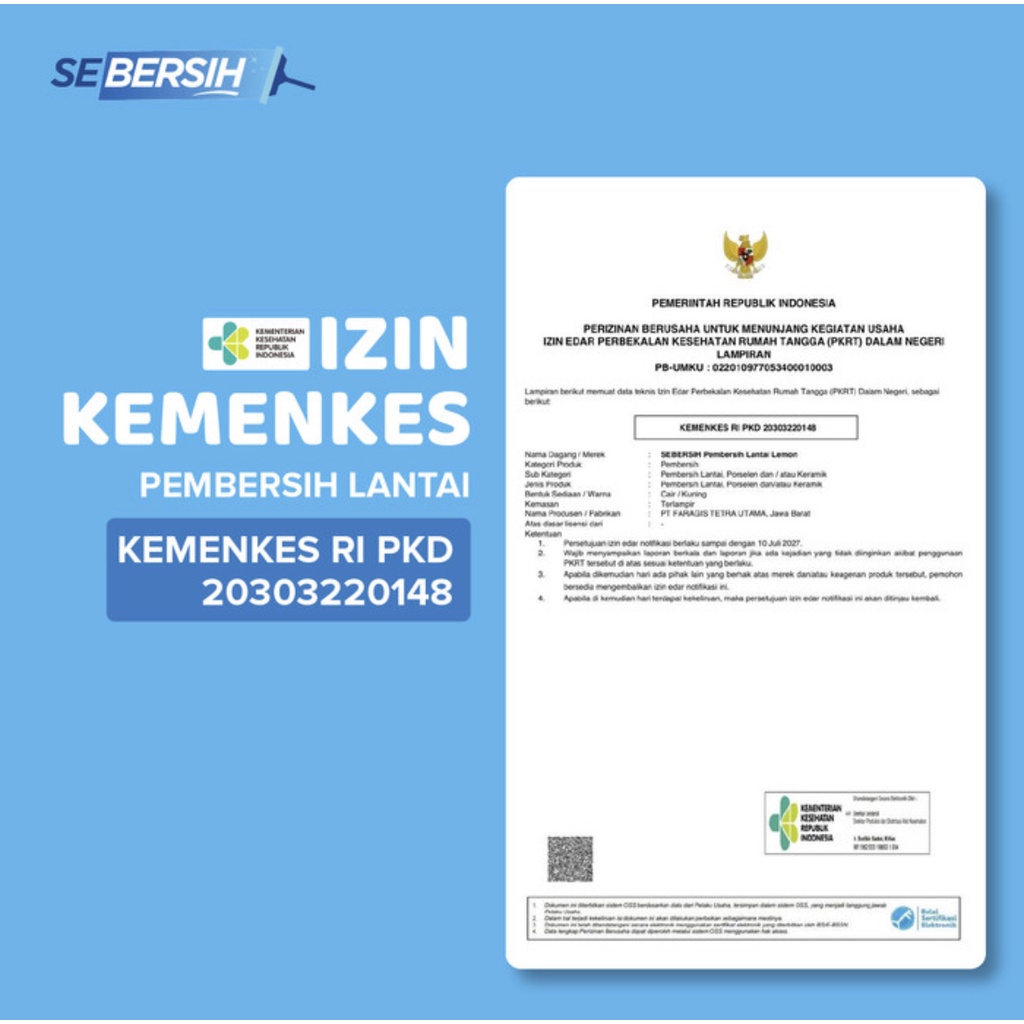 SEBERSIH Pembersih Lantai 5 Liter Izin Kemenkes RI