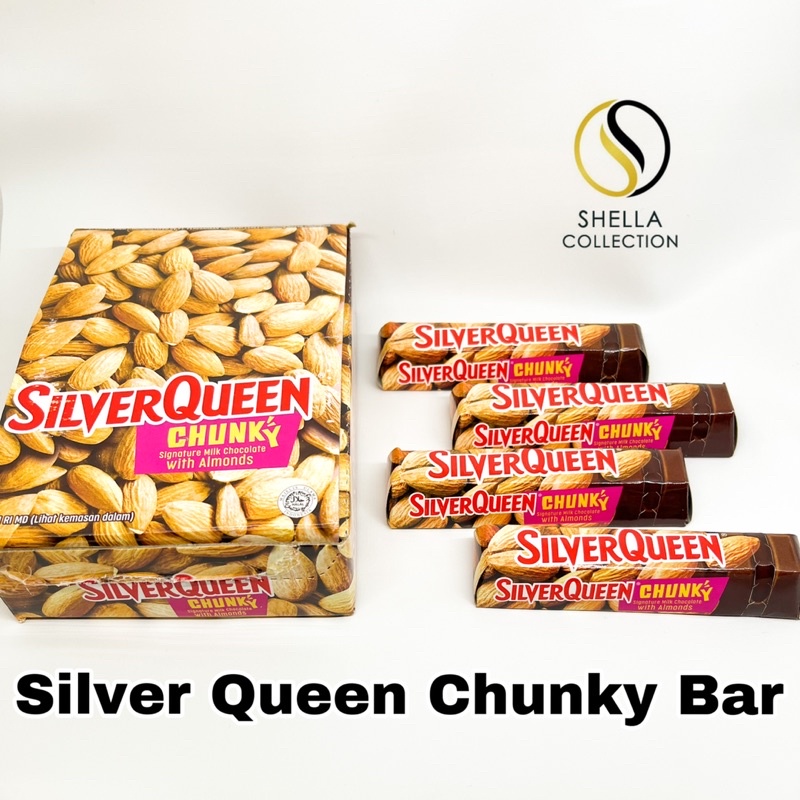 Silverqueen Chunky Bar Almond Satuan Box 33gr 1 lusin Cokelat Coklat Susu Milk Original Termurah