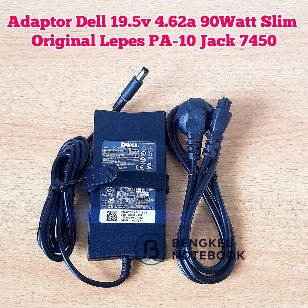 Adaptor Dell 19.5v 4.62a 90Watt  Slim Original Lepes PA-10 Jack 7450