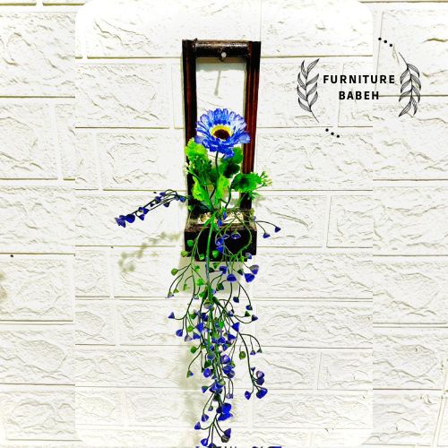 Bunga Artifisial Kayu Jati Set Pot Dinding