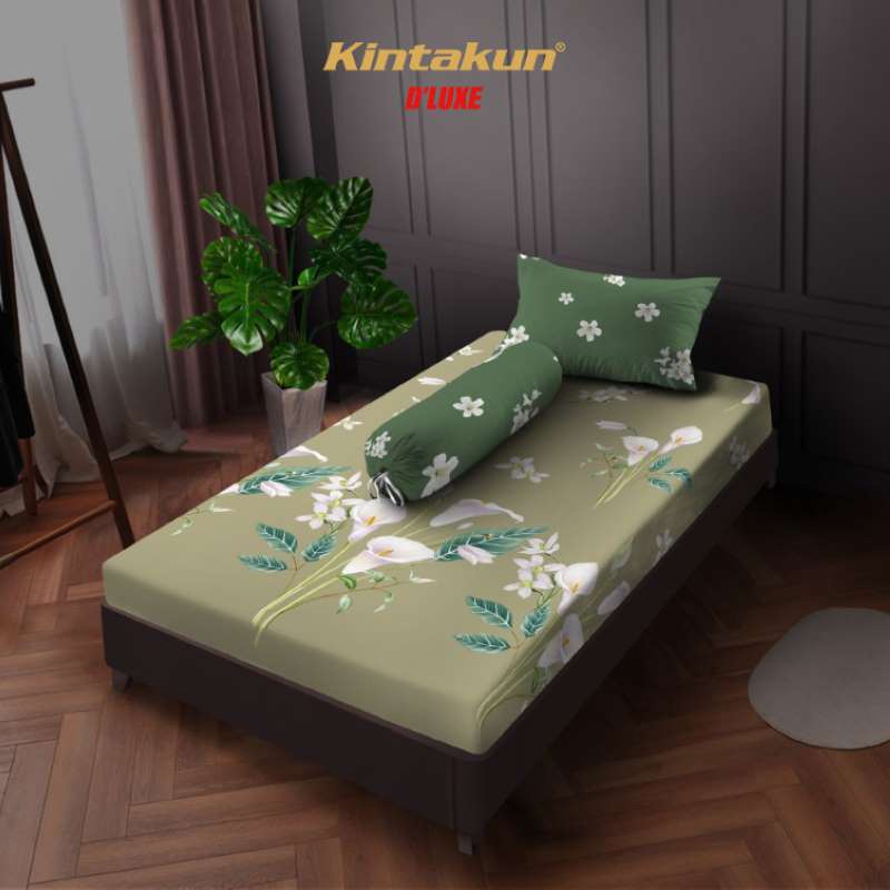 Kintakun Sprei 100 Single Flower Dluxe Nirmana Microfiber 20 cm (3in1)
