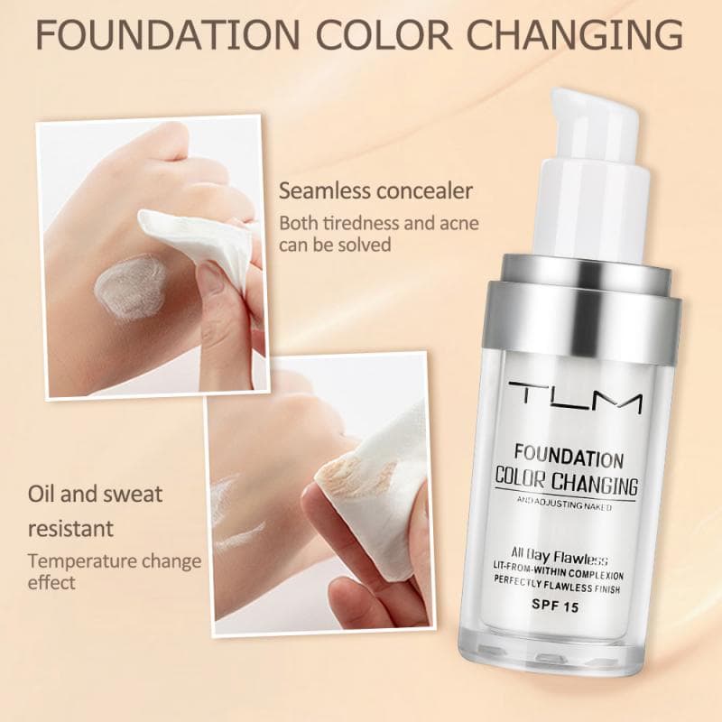 TLM sunscreen foundation spf15 Color Changing concealer dan foundation waterproof 30ml