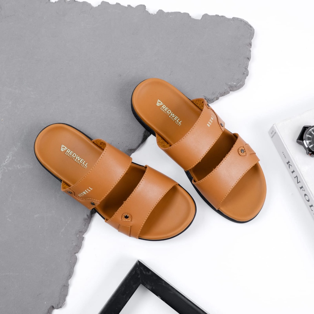 SANDAL KULIT PRIA scarlos 003  BROWN TAN KULIT SAPI ASLI ORIGINAL HANDMADE BANDUNG KASUAL SANTAI