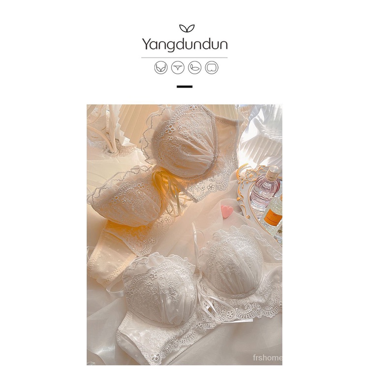 Pakaian dalam wanita Jepang tanpa cincin baja bordir pita manis pita bra busur dada kecil mengumpulk