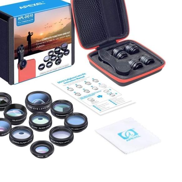 Apexel APL-DG10 Universal 10 in 1 Lensa Portable for Smartphone