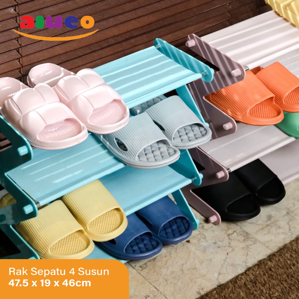 AIUEO | Rak Sepatu 4 Susun Shoe Rack Rak Buku Tempat Sepatu &amp; Sandal Serbaguna