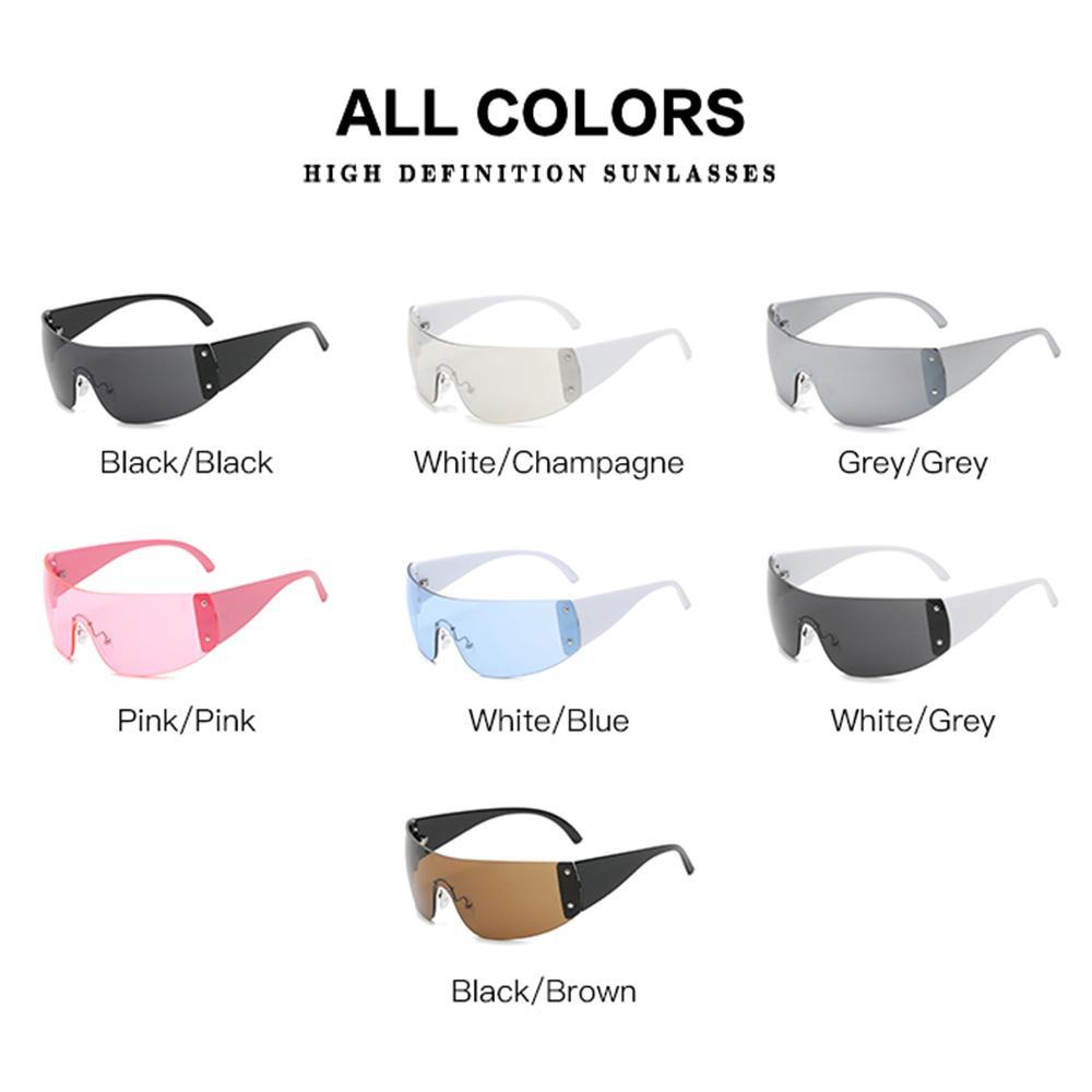 Lily Star Y2K Kacamata Hitam Trendy Oversized Wrap Around 2000an Eyewear Shades