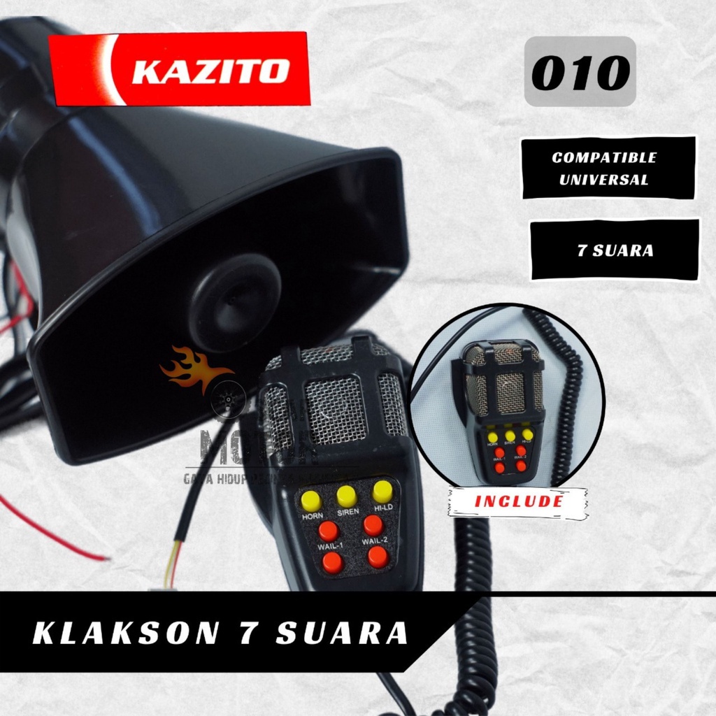 Klakson Kazito Klakson Toa 7 Suara 12 Volt + Microphone Ukuran Super Big Bass High Quality   By Mega_Racing