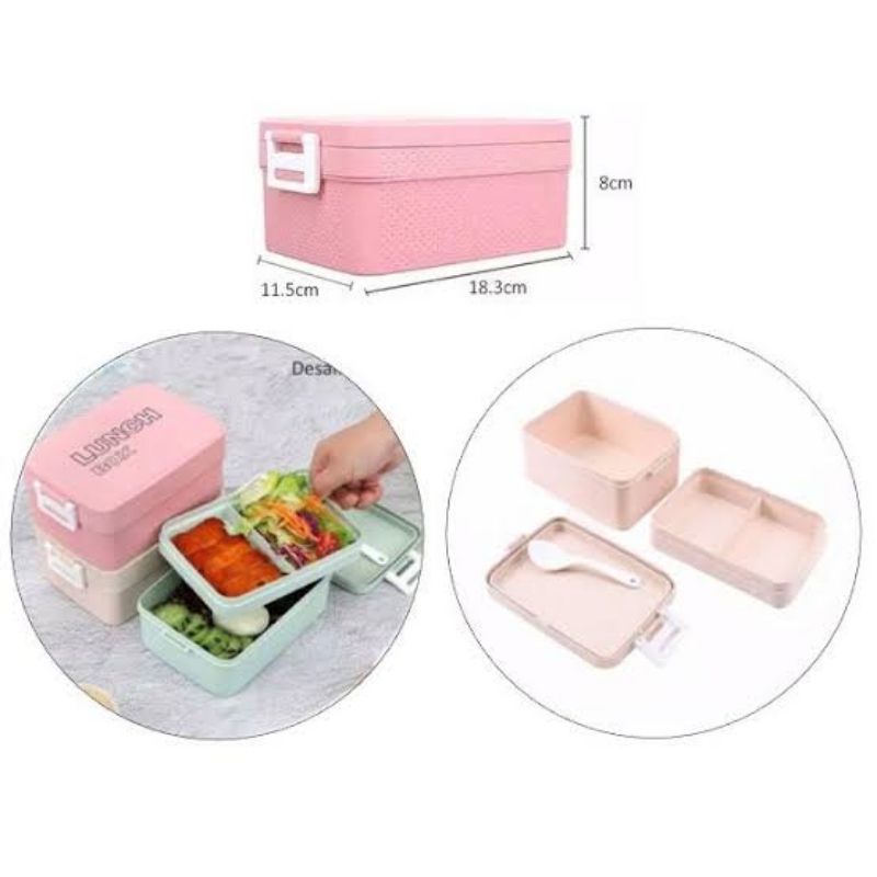 Kotak bekal jerami gandum / lunch box 2susun 1000ml bpa free