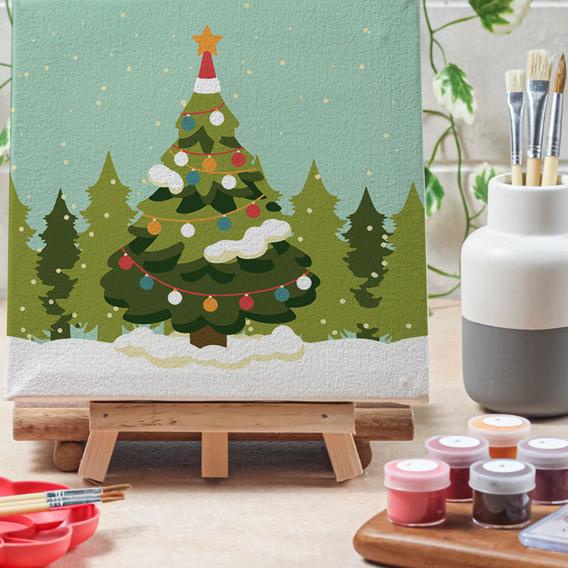 

Paint by number Pohon Natal diy painting canvas 20x20 alat lukis - Christmas Tree, 15x15