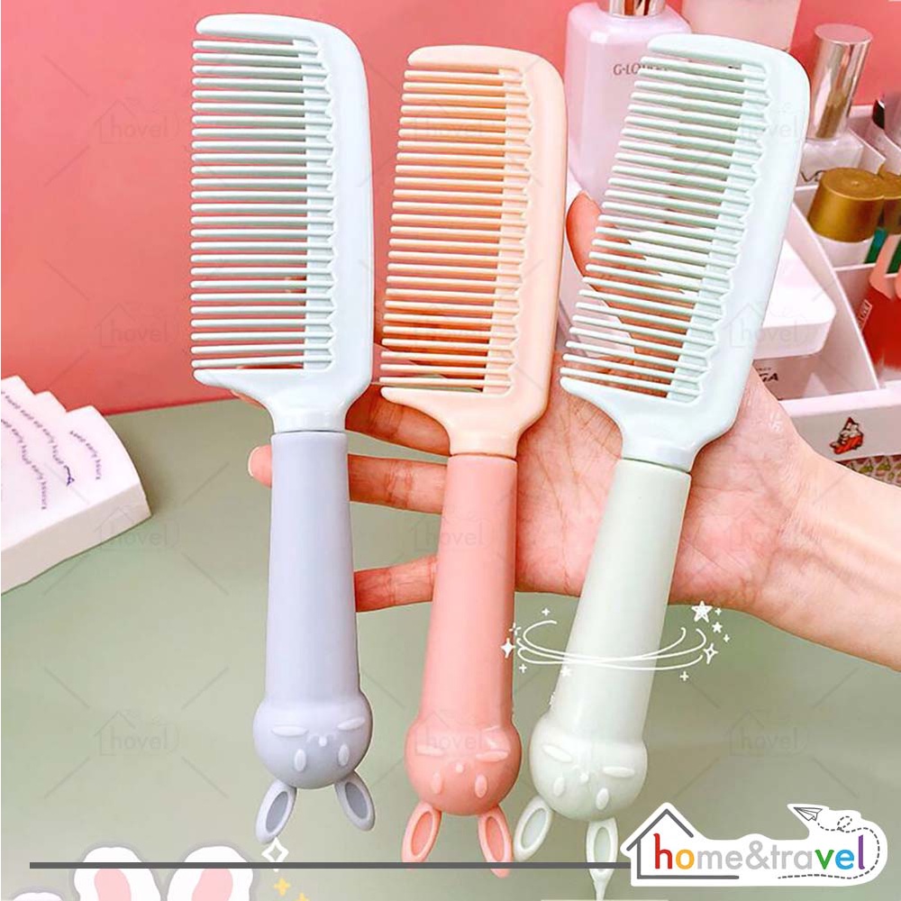 HOVELSHOP Sisir Rambut Anti Kusut Hair Comb Korean Style Karakter Kelinci Gagang Silikon Lucu