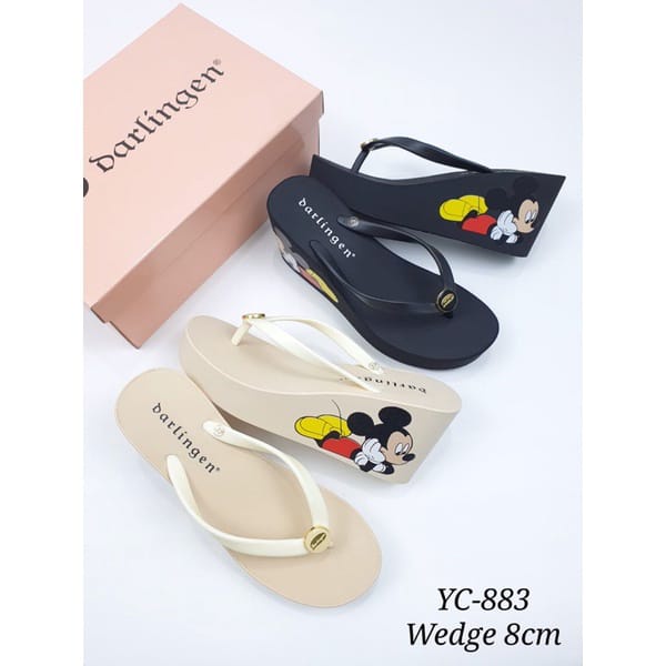 Sandal Darlingen Mickey / Sandal Wedges / Wanita Wedges Jepit Tinggi 7cm