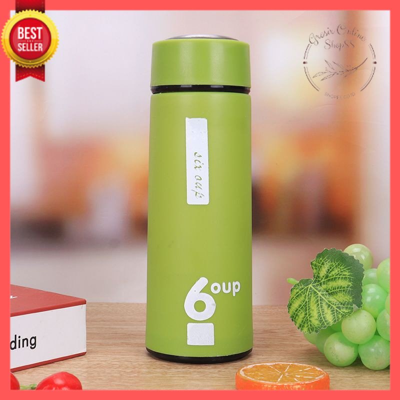 GOS -E107-  BOTOL MINUM SIX OUP KACA / BOTOL MINUM BELING COVER PLASTIK 450ML